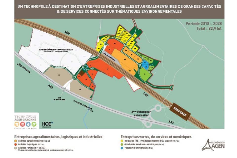 Achat terrains 57.80 ha divisibles, Technopôle Agen-Garonne (47)