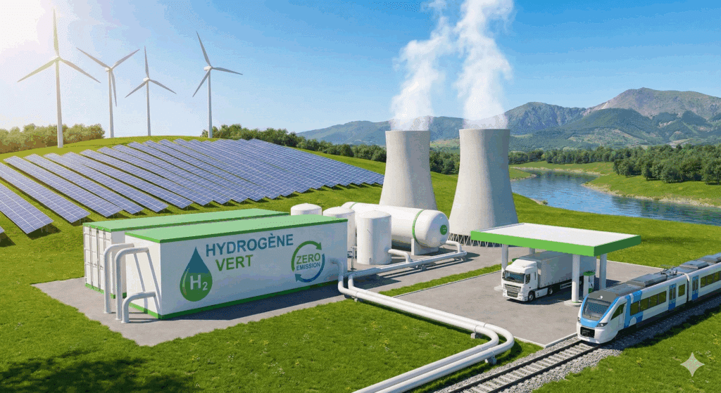 Installation énergétique solaire et éolienne avec hydrogène vert