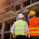 Travailleurs inspectant un chantier de construction.