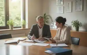 Dirigeants d'une PME industrielle examinant leur démarche de labellisation RSE