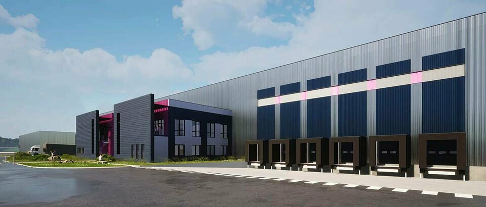 Plateforme logistique neuve de 76 000 m² à louer en BEFA à Montreuil-Bellay (49), site embranchable fer, axe Saumur