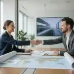 Dirigeants étudiant un projet d implantation et d expansion sur un nouveau territoire