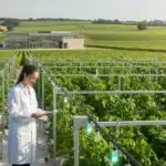 Ingénieure agronome dans une serre high-tech, écosystème agroalimentaire de Dijon